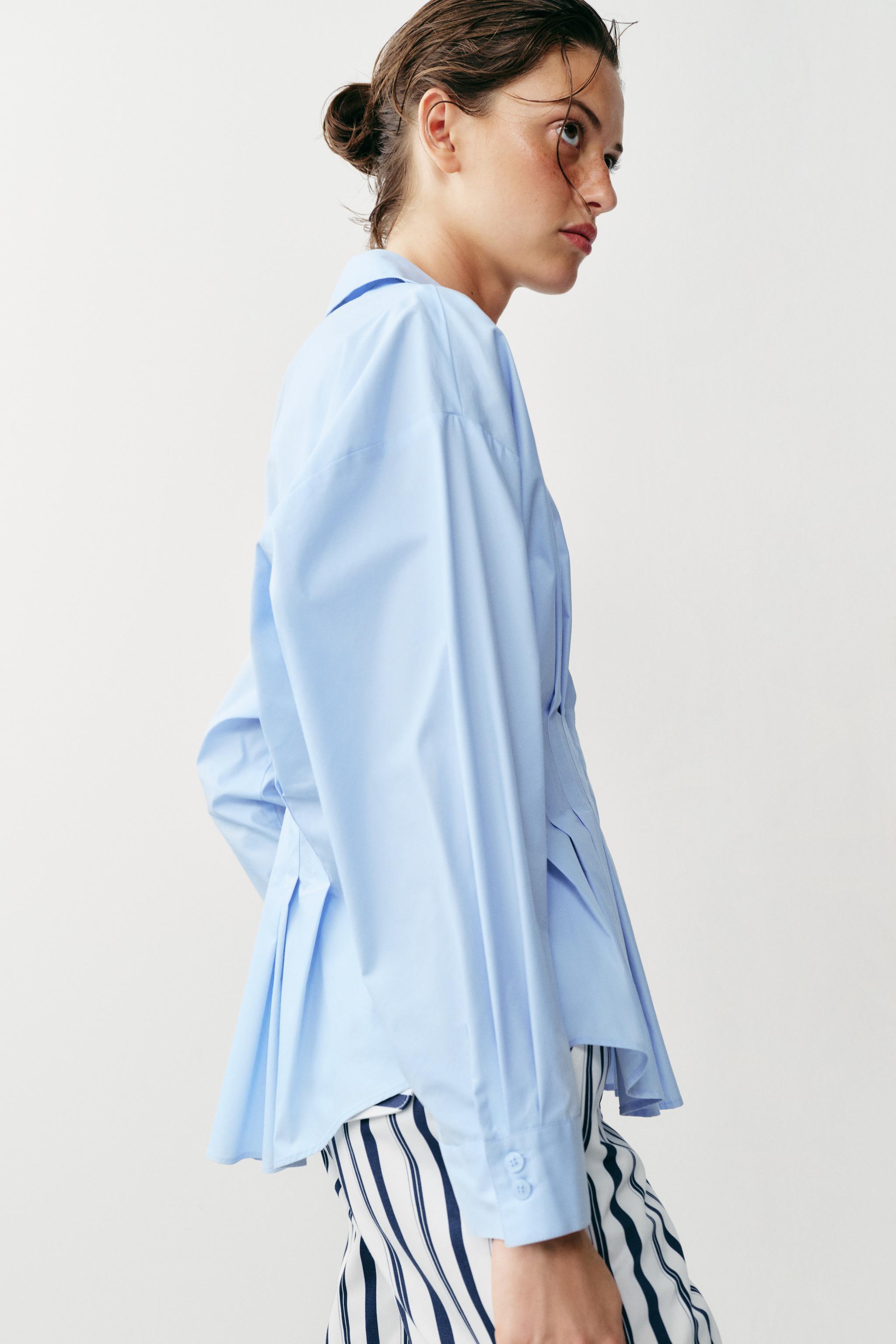PLEATED POPLIN SHIRT